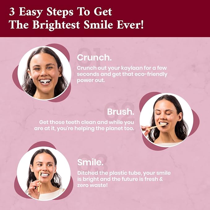 Kalyaan Kids Toothpaste Tablets with Fluoride | Whitening, Sensitivity Relief & Cavity Protection | Chewable, Plastic-Free, Travel-Friendly - Watermelon, 90 Count, Made in USA