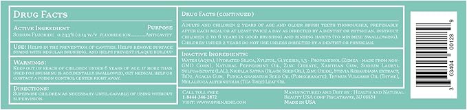 SprinJene Natural Total Care Toothpaste – Fluoride Toothpaste for Cavity Protection & Gum Health – Natural Formula with Patented Black Seed Oil & Zinc – Made in The USA (4 Pack)