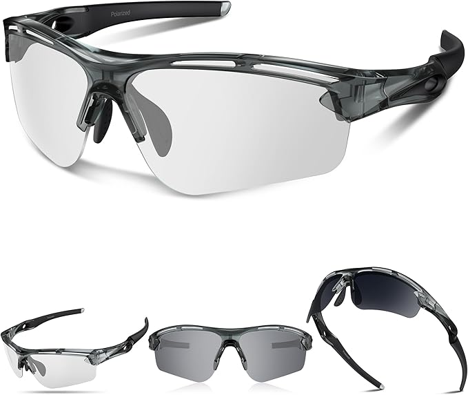 Polarized Sports Sunglasses for Men Women,UV400 Protection Sunglass for Running Cycling Fishing Hiking TR90-StrideForce Fitness