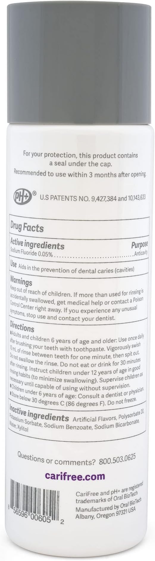 CariFree Maintenance Rinse, Grape Flavor, Anti-Cavity Fluoride Mouthwash, Dentist Recommended, Prevents Oral Decay, Freshens Breath, Alcohol-Free, Neutralizes pH (16 Fl Oz (Pack of 4)