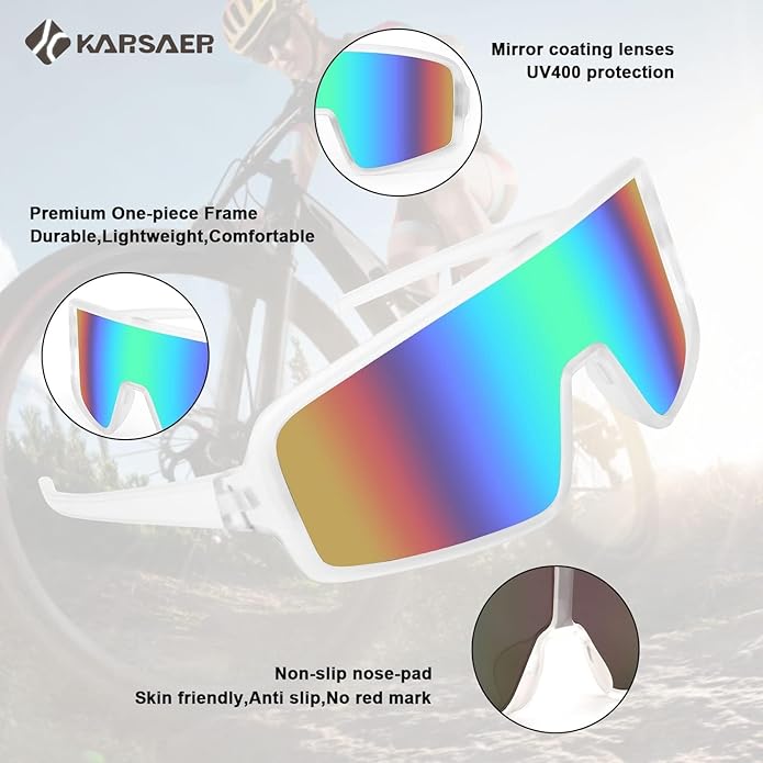 Karsaer Vision Sports Sunglasses Cycling Glasses Baseball Softball Sunglasses Unisex for Adult Youth Kids Boys Girls 8-16-StrideForce Fitness