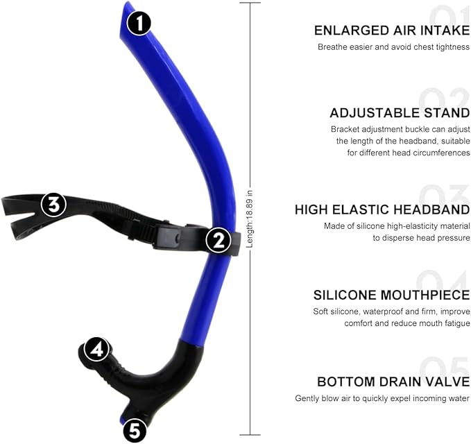 Snorkel Swim Training Practice Freestyle Learn to Swim for Pool Swimming and Open Water Snorkeling-StrideForce Fitness