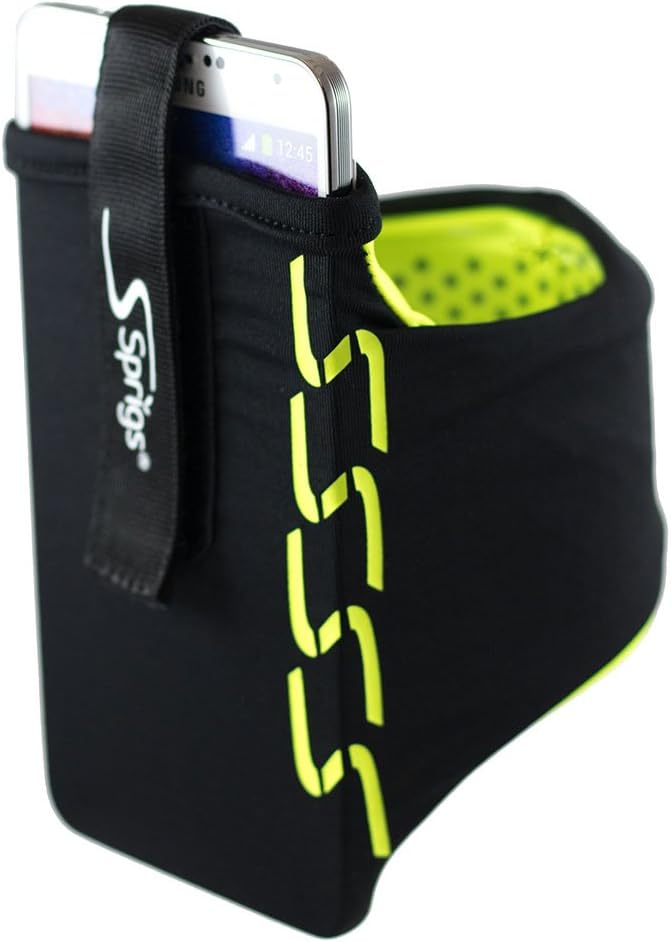 Sprigs Phone Armband Sleeve for iPhone 14, 13, 12, 11, X Galaxy Z, S22, S21, S20 Google Pixel 7, 6, 5. The Lightest & Most Comfortable Running Armband, Stretches to Fit All Phones with Case for Women & Men-StrideForce Fitness