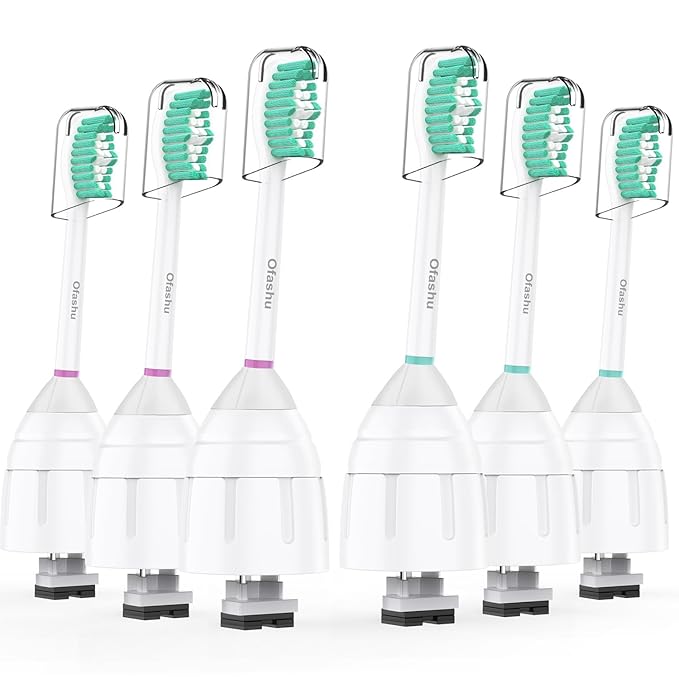 Replacement Heads for Philips Sonicare E-Series - Ofashu Brush Head Compatible with Essence Xtreme Elite Advance 7022 5610 White, 6 Packs Screw-on Electric Toothbrush