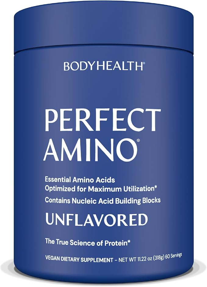 BodyHealth PerfectAmino Powder - BCAA and EAA Powder for Pre and Post Workout - Amino Acid Energy Drink for Men and Women to Support Lean Muscle and Recovery - Unflavored - 60 Servings-StrideForce Fitness