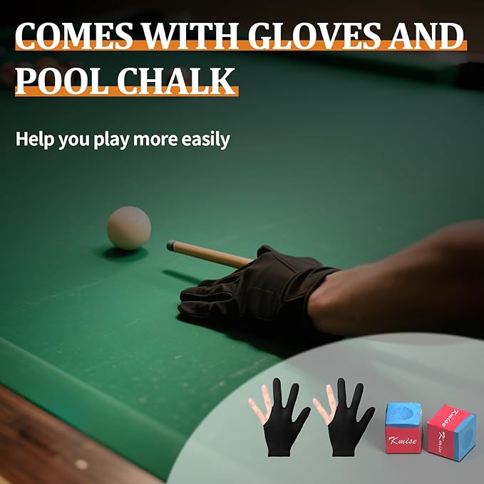 Kmise Pool Cue Stick Set, Canadian Maple 58 Inch 18 19 20 21oz 13mm Tips, New Upgraded Irish Linen Wire Grip Billiard Table Cues Sticks, 4 Colors Optional, W/Chalk, Gloves for Bar Professional Adults-StrideForce Fitness