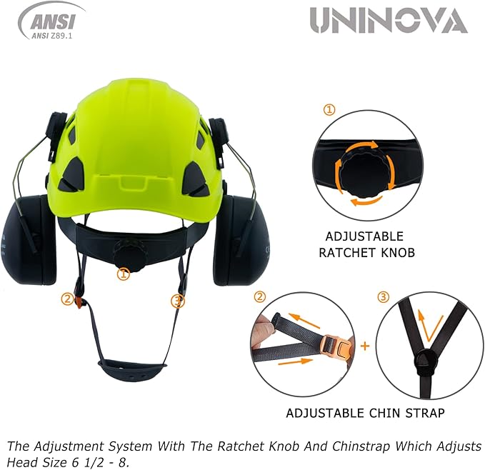 UNINOVA Arborist Helmet Forestry Helmet Chainsaw Helmet with Visor and Earmuffs,OSHA Safety Hard Hat Helmet for Logging Trimming Mowing Climbing Tree Service Garden Work-StrideForce Fitness
