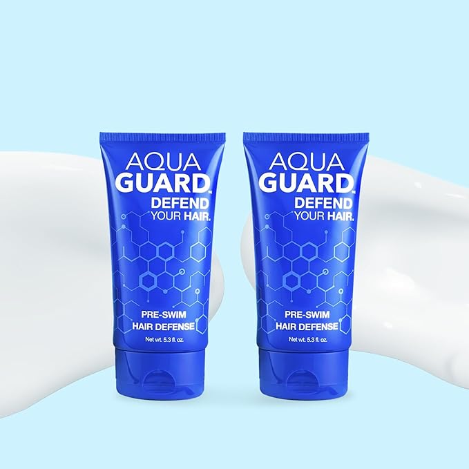 AQUA GUARD Pre-Swim Hair Defense | No More Swim Hair | Prevents Chlorine Damage + Softens Hair While Swimming | Made in California | Color Safe, Leaves Hair Smelling Great | 5.3 oz (2 Pack)-StrideForce Fitness