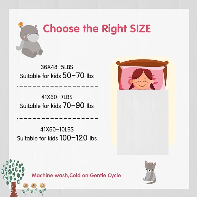 yescool Weighted Blanket (7 lbs, 41" x 60", White) Cooling Heavy Blanket for Sleeping Perfect for 60-90 lbs, Breathable Blanket with Premium Glass Bead, Machine Washable-StrideForce Fitness