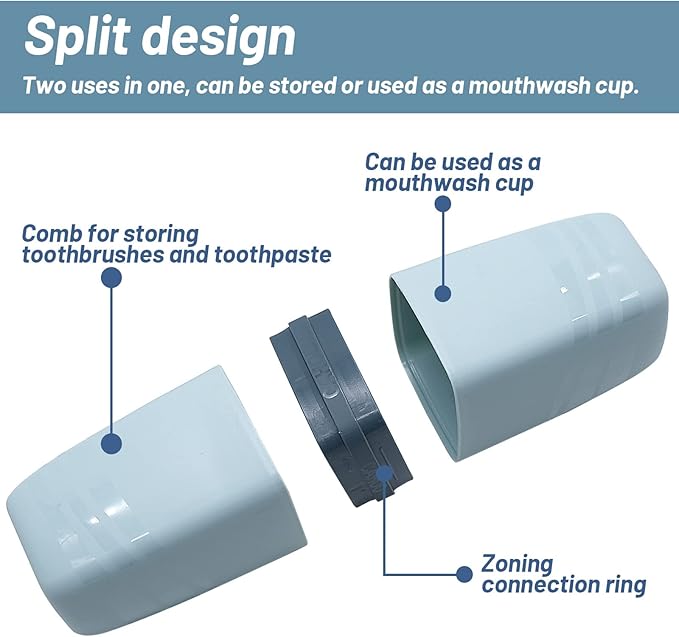 2 PCS Travel Toothbrush Case, Portable Multifunctional Toothbrush Holder, Toothbrushes Toothpaste Separate Storage Wash Cup for Business Trip, Camping