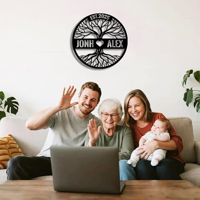 Personalized Tree of Life Metal Name Sign | Custom Metal Signs | Family Wall Art | Wedding Gift & Anniversary | Indoor Decor Gift for Women, Men, Wife, Parents, Couple-StrideForce Fitness
