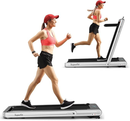 GYMAX Walking Pad, 4.75HP Under Desk Treadmill with LED Touch Screen, App Control, Built-in Speaker & Handle, 2 in 1 Folding Compact Portable Treadmill for Home Small Space-StrideForce Fitness