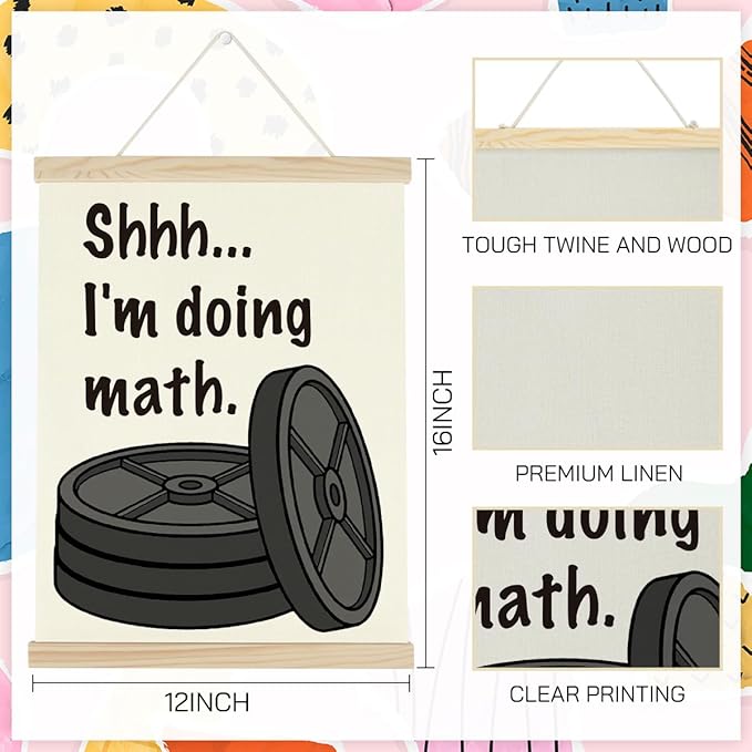 Gym Motivational Posters Funny College Dorm Posters Gifts for Guys Girls Friends I'm Doing Math Gym Flag Wall Art Decor Sign for Home Gym Bedroom Office-StrideForce Fitness