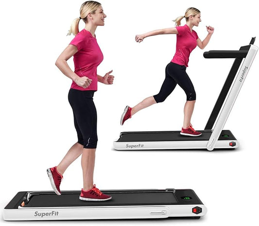GYMAX Walking Pad, 2.25HP Foldable Treadmill with Smart App & Remote Control, Bluetooth LED Monitor, Small Spaces Compact Running Machine, Folding Portable Under Desk Treadmill for Home Office-StrideForce Fitness