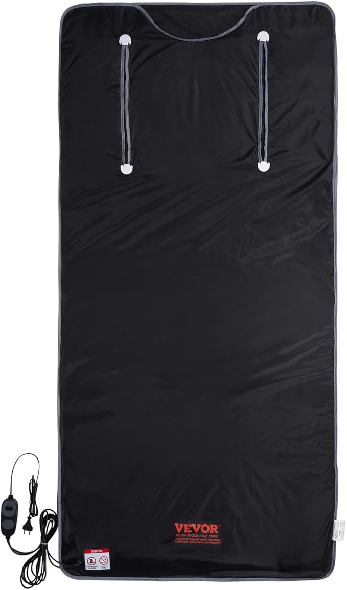 VEVOR Sauna Blanket, Compact Infrared Home Sauna with Oxford Fabric, Features Arm Openings & Carbon Fiber Warmers, Temp Settings 95-176℉, Timer 5-60 Mins, 75x35 inches-StrideForce Fitness