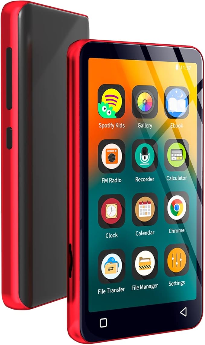 MP3 Player with Bluetooth and WiFi,MP3 Player with Spotify,Spotify Kids,Audible,Pandora,Amazon Music,4" Music Player MP4 Up to 1TB(80GB,Red_Black)-StrideForce Fitness