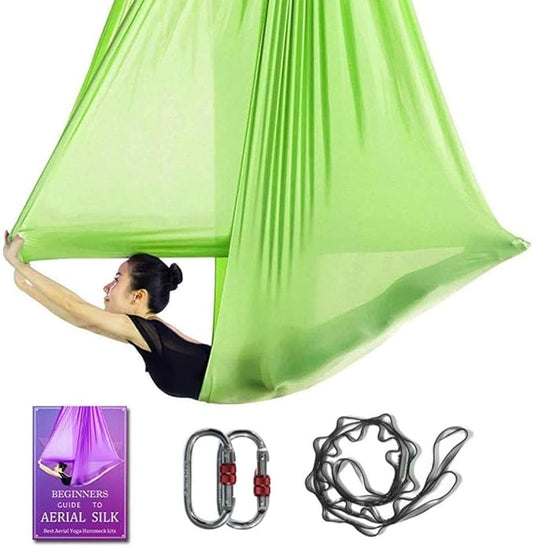 Aerial Yoga Hammock L:5M W:2.8M 5.5 Yards Aerial Pilates Silk Yoga Swing Set with 2000 Ibs Load Include Daisy Chain, Pose Guide-StrideForce Fitness