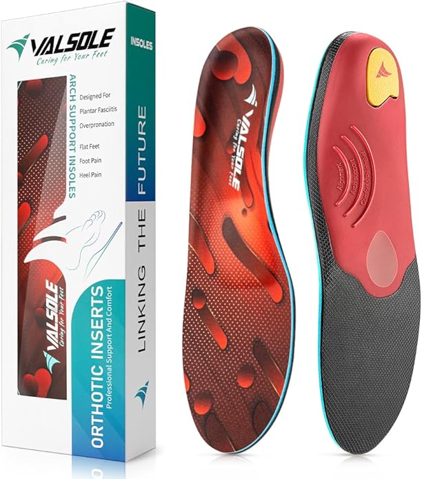 VALSOLE Heavy Duty Support Pain Relief Orthotics - 220+ lbs Plantar Fasciitis High Arch Support Insoles for Men Women, Flat Feet Orthotic Insert, Work Boot Shoe Insole, Absorb Shock with Every Step-StrideForce Fitness