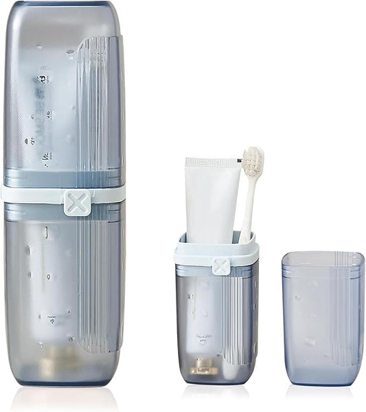 Travel Toothbrush Case & Holder - 2-in-1 Portable Toothbrush Organizer with Cover, Electric Toothbrush Travel case - Toothbrush Holders Travel Case for Camping, Business Trips, Dorm (Light Blue)