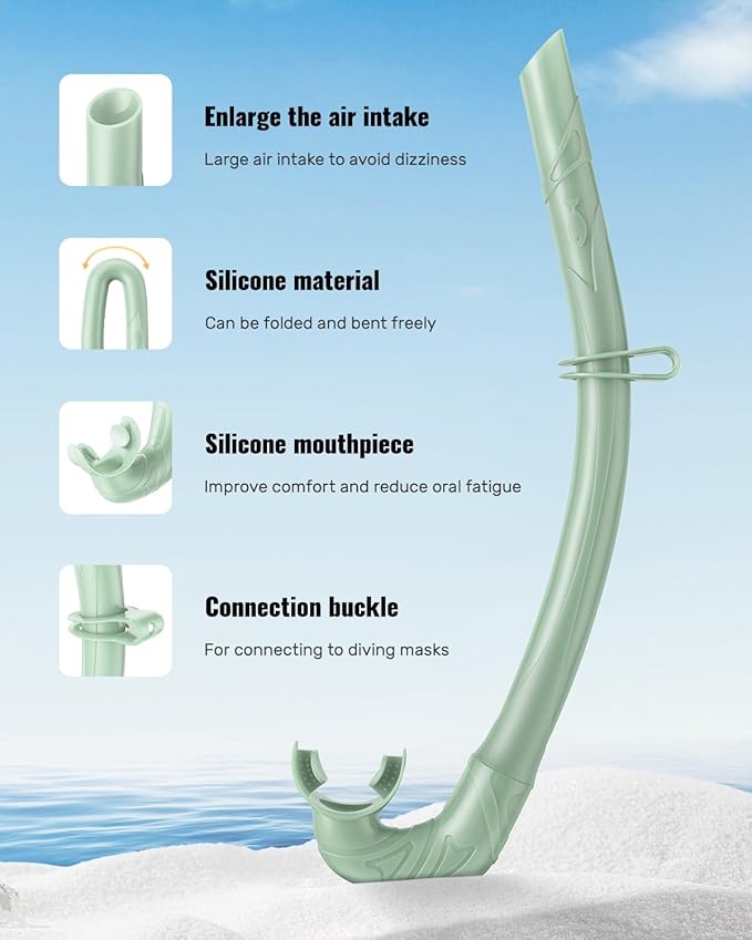 W WSTOO Adults Diving Snorkel Breathing Tube Silicone Flexible Foldable Snorkel Anti-Drop for Freediving Swim Training,Diving and Scuba Diving,Easy to Carry for Travel-StrideForce Fitness