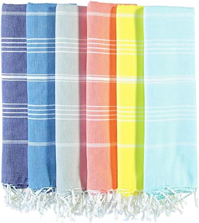 HAVLULAND Set of 6 Turkish Beach Towel Oversized 72"x40" - Sand Free Beach Towels, Lightweight Turkish Towels for Beach, Bath, Pool, Vacation Accessories - Bulk Set-StrideForce Fitness
