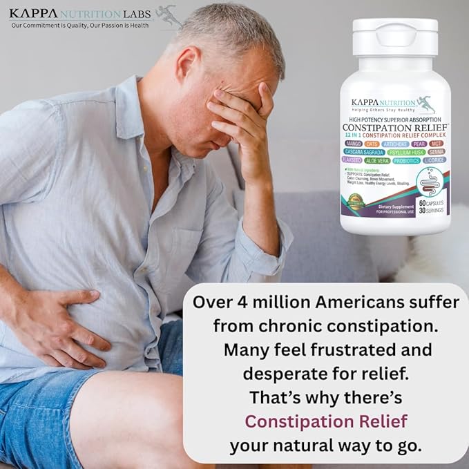 Constipation Relief & Advanced Gut Cleanse Detox for Women and Men – with Cascara Sagrada, Psyllium Husk, Senna Leaf & Probiotics – Non-GMO Colon Cleanse – 60 Capsules – Take 1–2 Daily-StrideForce Fitness