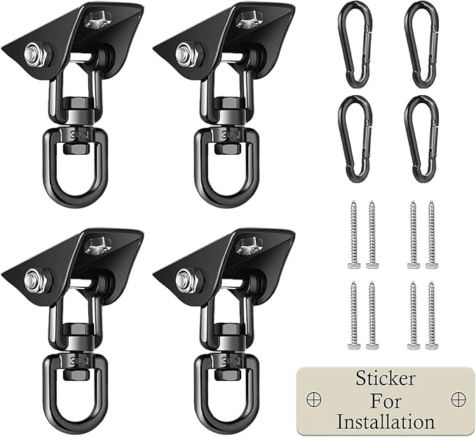 Heavy Duty Swing Hangers for Wooden Sets 2000 LB Capacity Hammock Hanger 360 Swivel Stainless Steel Swing Hardware Accessories 2 Packs for Porch Playground Yoga Heavy Bag-StrideForce Fitness