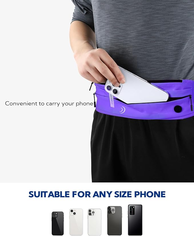 WATERFLY Running Belt Fanny Pack: Runner Marathon Jogging Waist Pack Sport Workout Exercise Fitness Phone Holder Belt for Men Women Jogger Slim Waistband-StrideForce Fitness