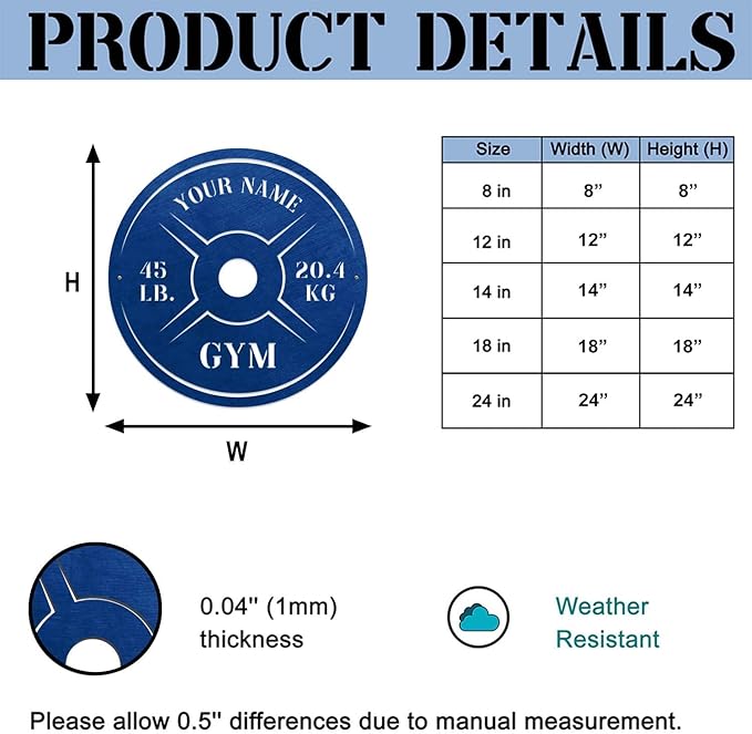 Personalized Home Gym LED Tin Metal Sign Multiple Sizes, Weight Lifting Exercise Workout Room Training Fitness Center Motivational Inspirational Quotes Decor Wall Art Hanging Accessories (07 w/o LED)-StrideForce Fitness