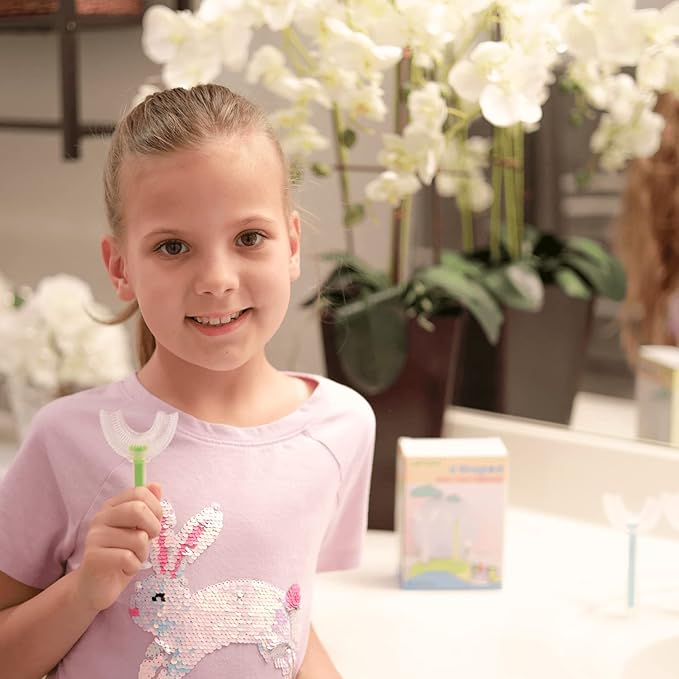 U Shaped Kids Toothbrush 4 Pack, U-Type Whole Mouth Toothbrush for Kids (Age 2-6)