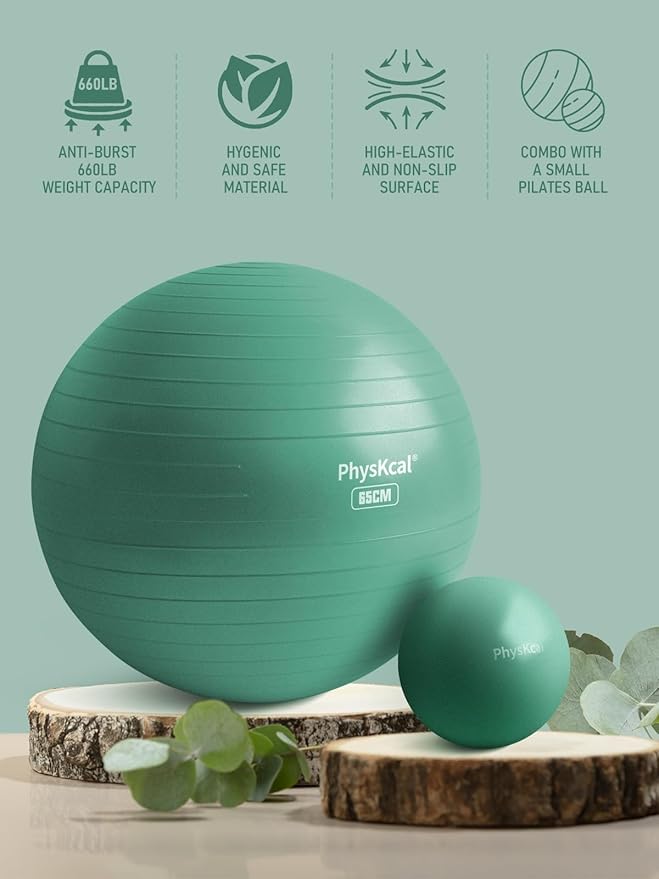 Yoga Ball for Exercise, Pilates Set, 4 Sizes Fitness Ball for Workout, Birthing, Pregnancy, Physical Therapy- Pump Included-StrideForce Fitness
