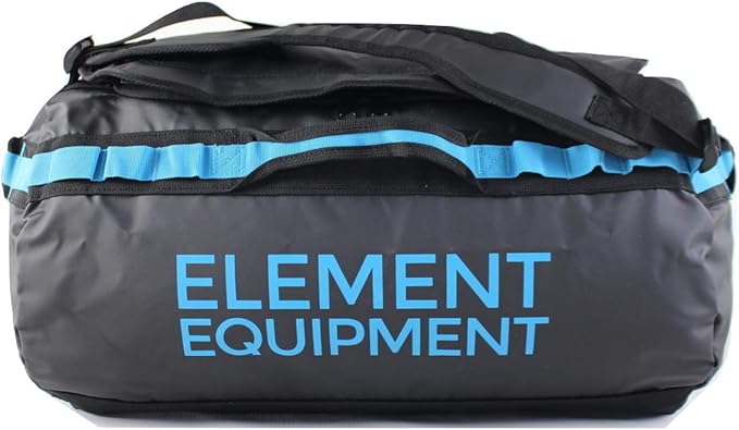 Element Equipment Trailhead Duffel Bag Shoulder Straps Waterproof Black/Blue Medium-StrideForce Fitness
