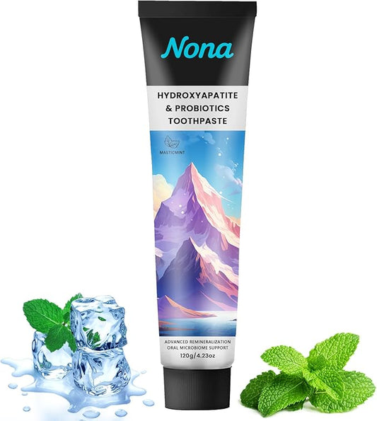 Nano Hydroxyapatite Toothpaste with Bamboo Charcoal & Probiotics, Fluoride-Free Formula for Remineralizing Enamel, Sensitive Relief & Whitening, Natural Peppermint for Fresh Breath (1pc)