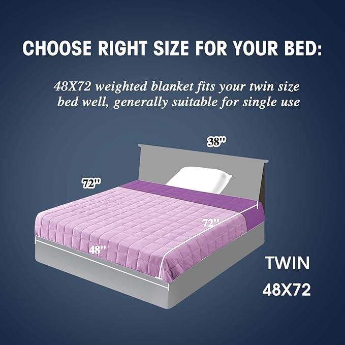 yescool Weighted Blanket for Adults (17 lbs, 48" x 72", Purple) Cooling Heavy Blanket for Sleeping Perfect for 110-130 lbs, Twin Size Breathable Blanket with Premium Glass Bead, Machine Washable-StrideForce Fitness