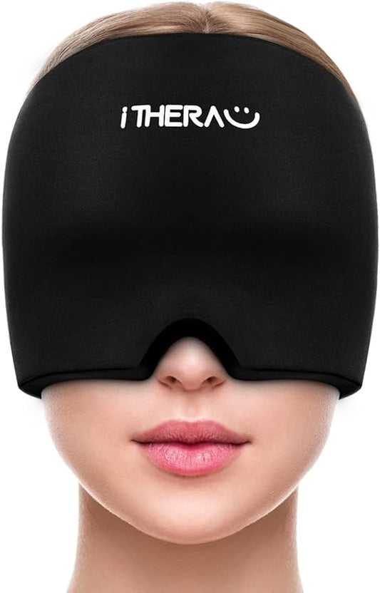 iTHERAU Migraine Relief Cap, Soothing Headache Hat, Gel Ice Pack Head Wrap with Hot and Cold Therapy, Headache Relief Cap for Sinus, Puffy Eyes, Tension and Stress Relief-StrideForce Fitness