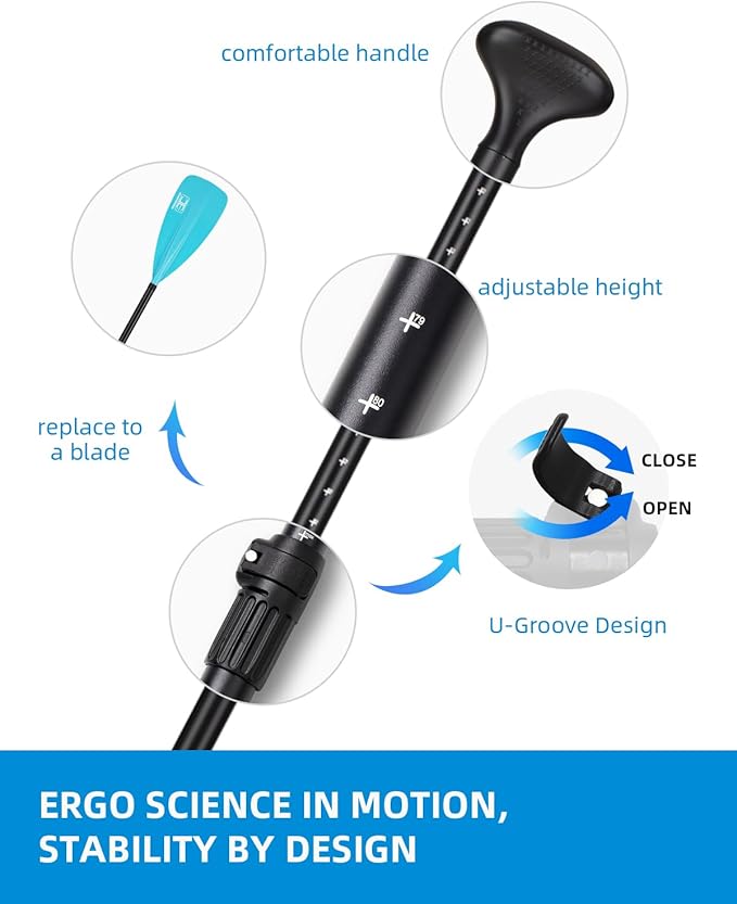 OCEANBROAD SUP Paddle - Adjustable Stand-Up Paddle for Paddleboard Kayak, Adjustable Aluminum Alloy Shaft with Reinforced Nylon Blades-StrideForce Fitness