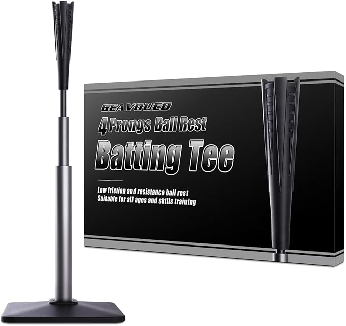 4-Prongs Ball Rest Batting Tee for Baseball and Softball， 23" to 44" Adjustable Baseball Tees for Hitting，Heave Duty Base Baseball Tee （No Included The Baseball）-StrideForce Fitness