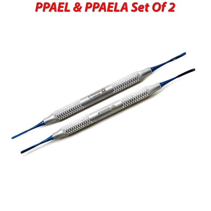 MEDSPO Professional Dental Instruments Osteotome Periotome Luxating Elevator Implant | Orthodontic PDL Teeth | Surgical Root Extraction (Titanium Coated Tips Sinus Lift PPAEL & PPAELA Set Of 2)