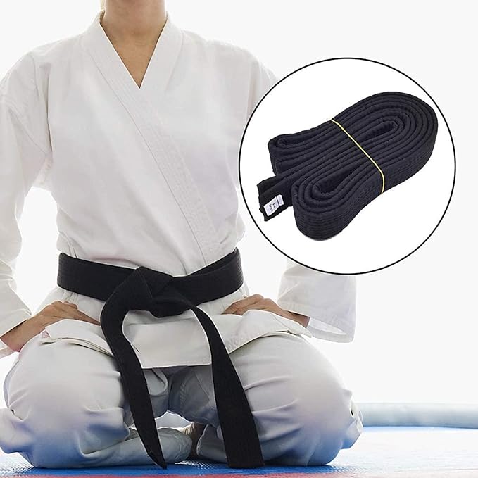 110 Inch Black Karate Belt, 280cm Taekwondo Solid Rank Martial Arts Belts Universal Fit for Judo/Karate/Taekwondo-StrideForce Fitness