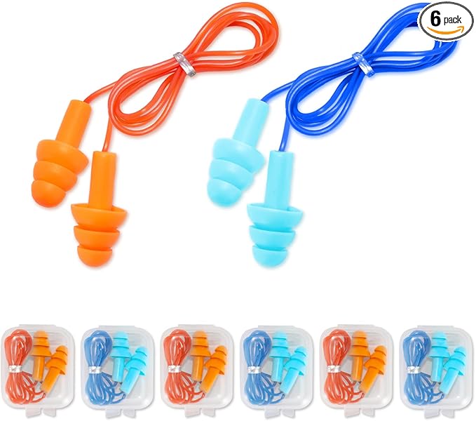 Ear Plugs for Swimming, Soft Ear Plugs for Sleeping Noise Cancelling, Reusable Ear Plugs for Noise Reduction, Ear Protection, Silicone Earplugs for Swimming, Sleeping, Snoring, Work, Concerts, 6 Pairs-StrideForce Fitness