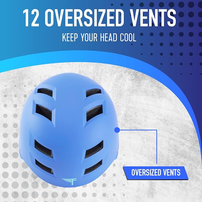 Flybar Bike Helmet- Multi Sport Dual Certified Adjustable Dial, Lightweight Skateboard Helmet, Roller Skating, Pogo, Electric Scooter, Snowboard, Boys and Girls Kids- Adults Helmets-StrideForce Fitness