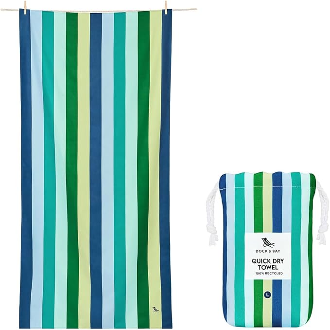 Dock & Bay Quick Drying Towel - for Sports & Gym - Compact, Lightweight - 100% Recycled - Includes Bag - Summer - Cool Lagoon, Extra Large (200x90cm, 78x35)-StrideForce Fitness