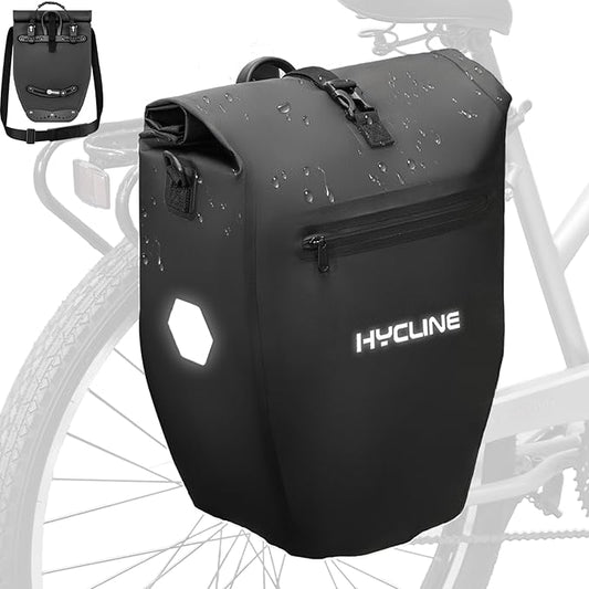 Hycline Waterproof Bike Panniers Bag: Bicycle Rear Rack Bags 28L Large Capacity with Dual Carrying Handle and Shoulder Strap for Commuting Cycling Traveling Touring Shopping - 1PC-StrideForce Fitness