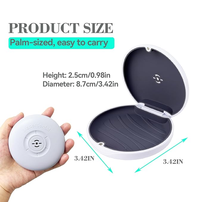 2 Pack Retainer Case,Aligner Case with Vent Holes, Compatible with Invisalign, Mouth Guard Cases，Portable Slim Travel Cute Orthodontic Retainer Cases (White Gray)