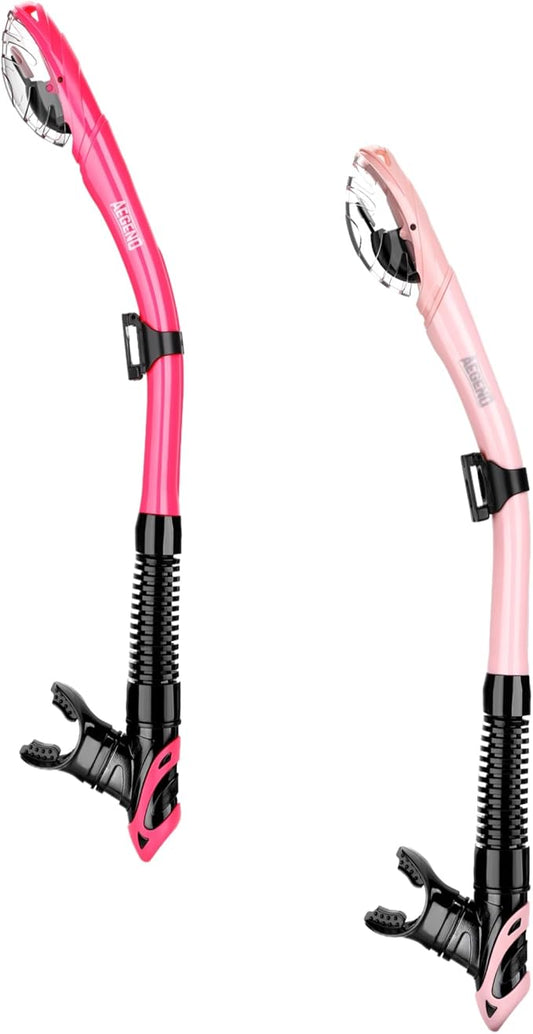 Aegend Dry Snorkel, Dive Mask Easy-Breath Free Diving Snorkel for Snorkeling Scuba Diving Freediving Swimming, with Top Dry Valve and Food-Grade Silicone Mouthpiece-StrideForce Fitness