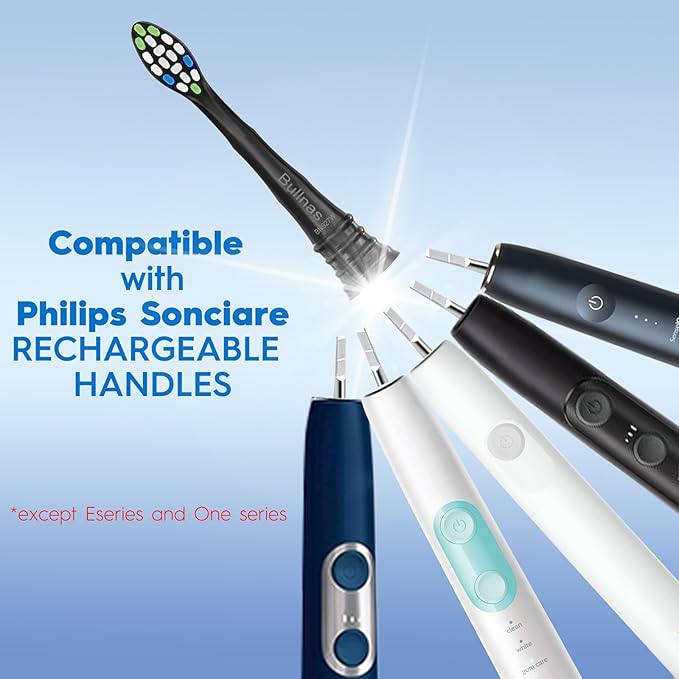 Bullnas Replacement Brush Heads Compatible with Philips Sonicare, Toothbrush Heads for Sonicare ProtectiveClean 4100 5100 5300 6100 Electric Toothbrush, 12 Count Ultimate Care Toothbrush Heads, Black