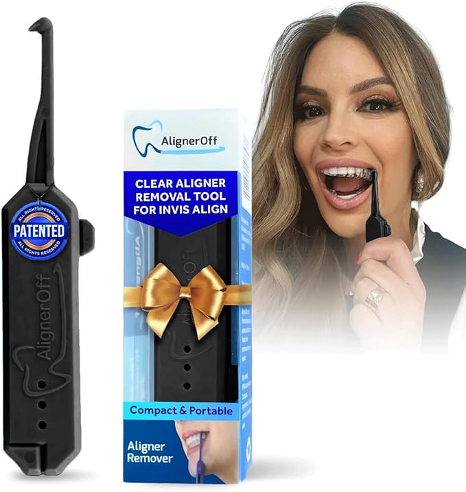 Clear Aligner & Retainer Remover Tool – Compact, Retractable Tool for Invisalign, Nightguards, Retainers & Veneers – Ergonomic Design for Easy Removal (NOIR) – Ideal for Gifting