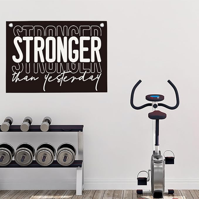 Stronger Than Yesterday Gym Motivational Wall Art Banner College Dorm Posters Gifts for Guys Men Women Gym Flag Decor for Home Gym Bedroom Workout Room 30x20 Inchs-StrideForce Fitness
