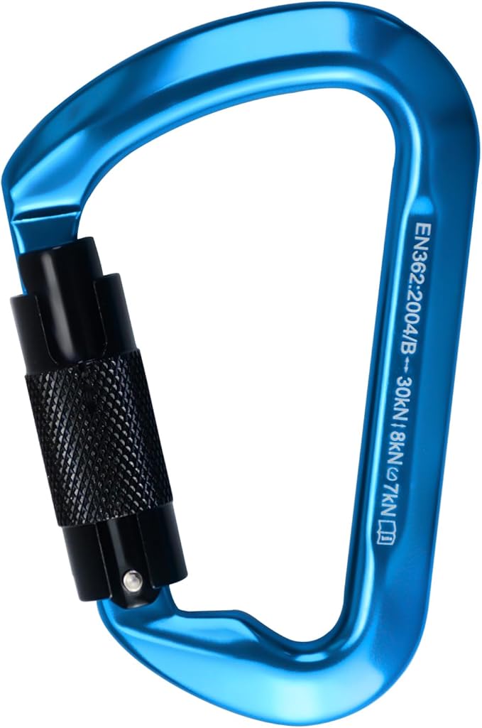 SEPEAK UIAA 30kN Climbing Carabiner Clips, Professional Heavy Duty Twist Locking Carabiners for Climbing,Mountaineering, Rappelling, Camping, Hiking, Swings, Large D Ring Hooks-StrideForce Fitness