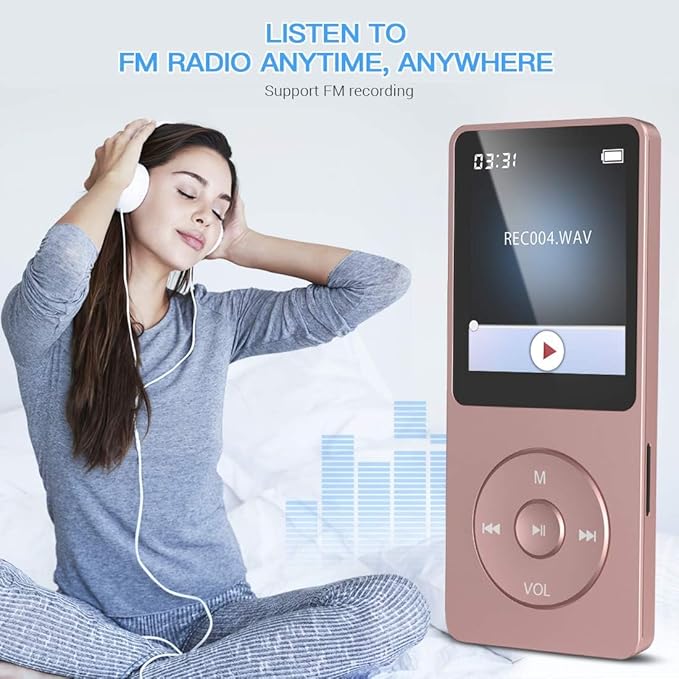 AGPTEK A02S 16GB MP3 Player, 70 Hours Playback Lossless Sound Music Player, Supports up to 128GB, Rose Gold-StrideForce Fitness